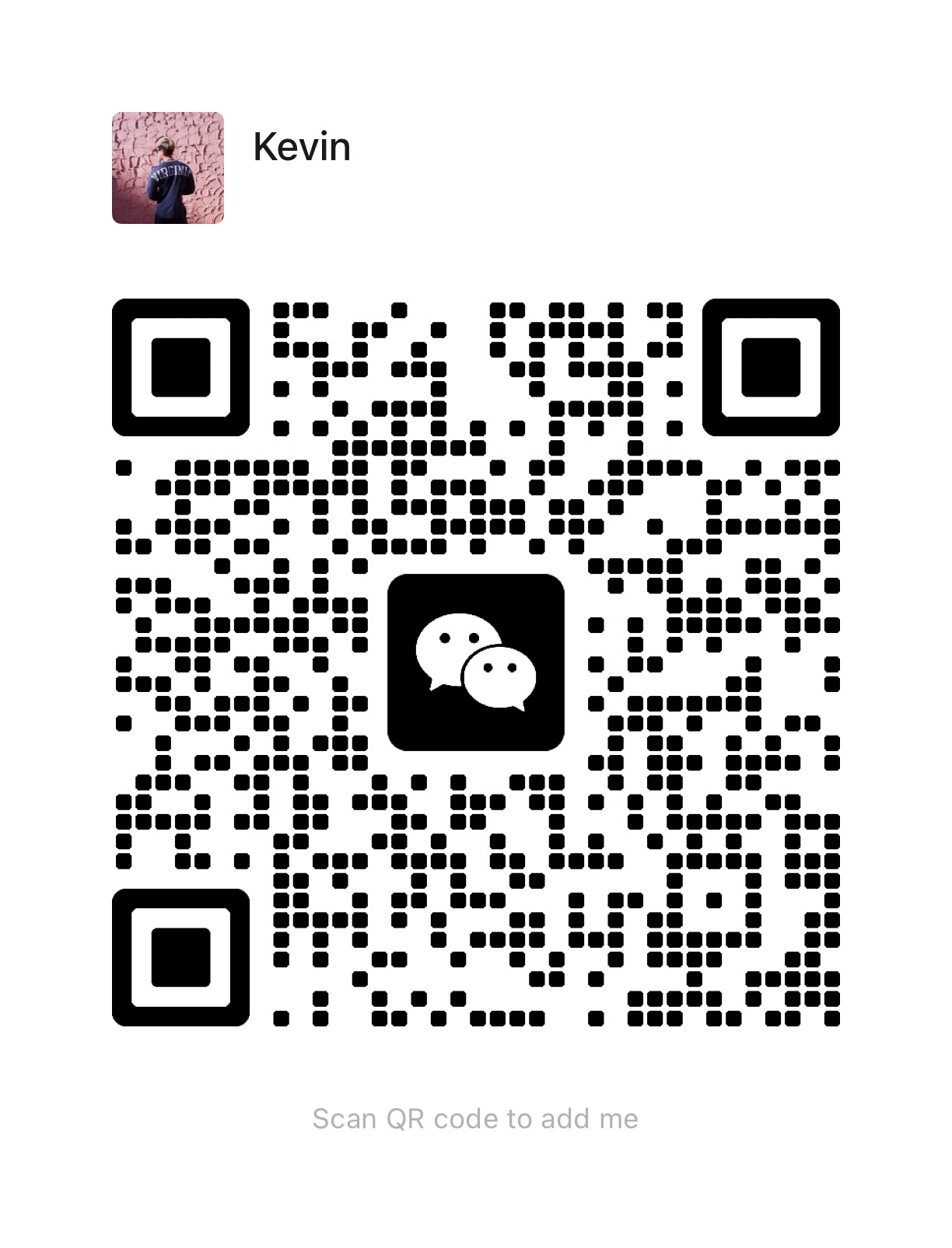 WeChat QR Code — Scan to add Kevin